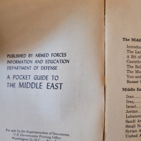 Vintage, A Pocket Guide To The Middle East, 1957, DOD Army Travel Guide - Picture 2 of 8